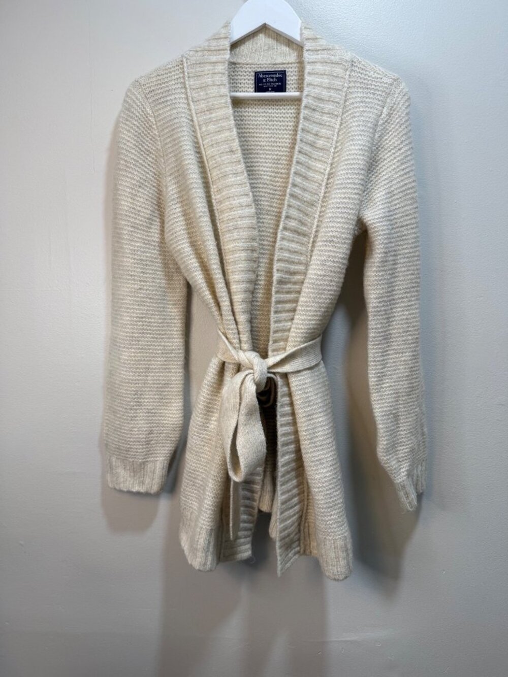 Abercrombie & Fitch Open Front Cardigan Chunky Lagenlook Neutral Fairy Med